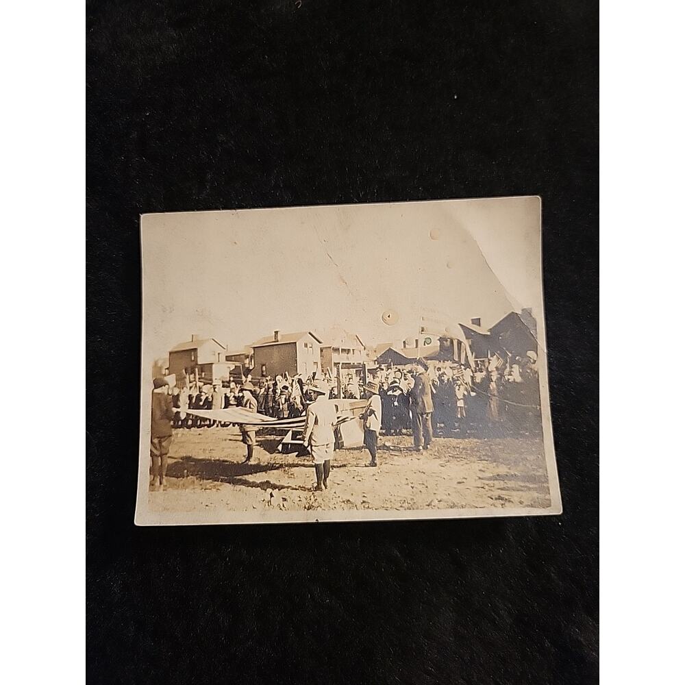 ~ Antique Photo Early MILITARY Parade American FLAG Mercer? Pennsylvania